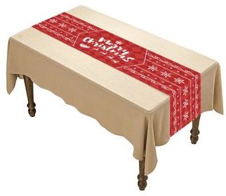 Full Color Imprint Christmas Polyester Table Runner - 77.16" L x 11.8" W